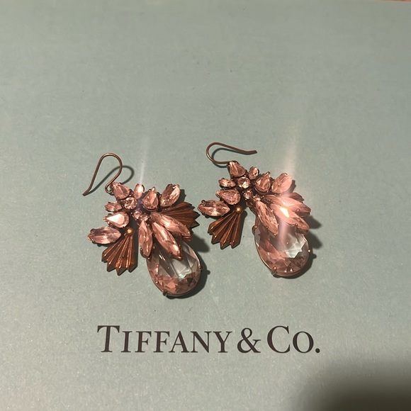 J Crew crystal/ distressed gold drop earrings - Picture 1 of 4